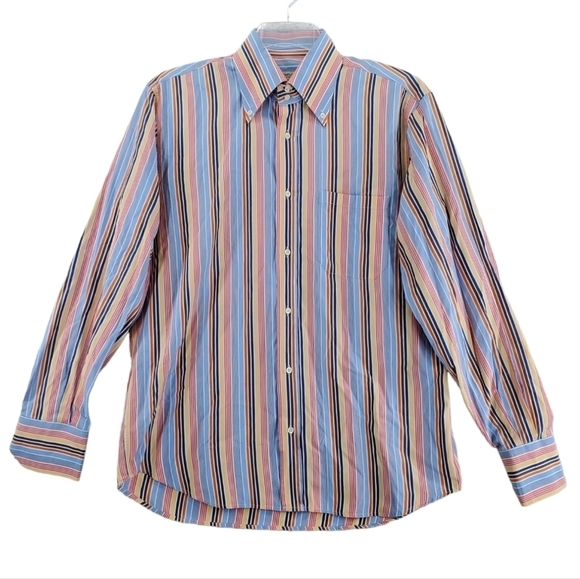 Altemflower Shirt Mens L 16.5 42 Colorful Striped Button Down Long Sleeve Pocket - Picture 12 of 16
